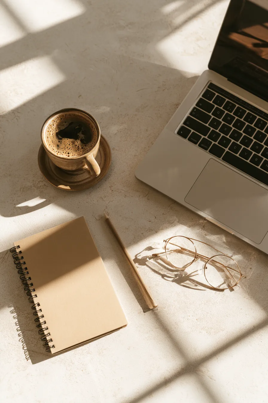 Overhead view of a tidy desk where a borrower compares flex loans online rate offers